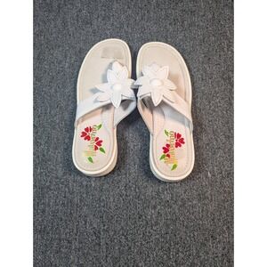 Naturino White Leather Flower Thong Sandals Made in Italy Size 36